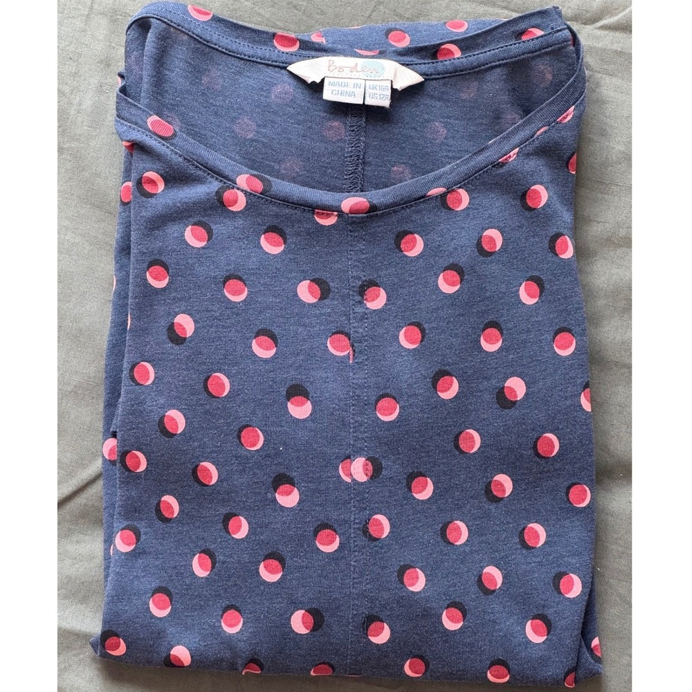 Boden Women Blue Pink Polka Dot Long Sleeve Jersey Swing Dress‎ Pockets US 12R - Picture 2 of 8